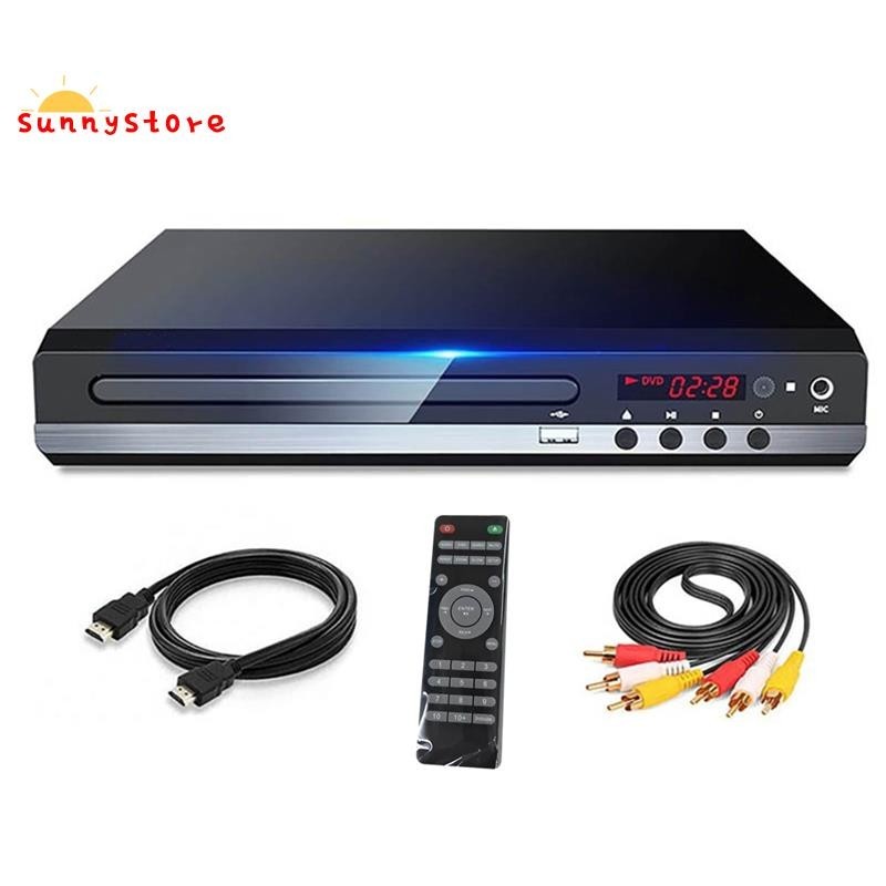 [sunnystore] กล่องเครื่องเล่น DVD 1080P HD ปลั๊ก EU สีดํา สําหรับ TV All Region Free DVD CD-Disk Player AV-Output