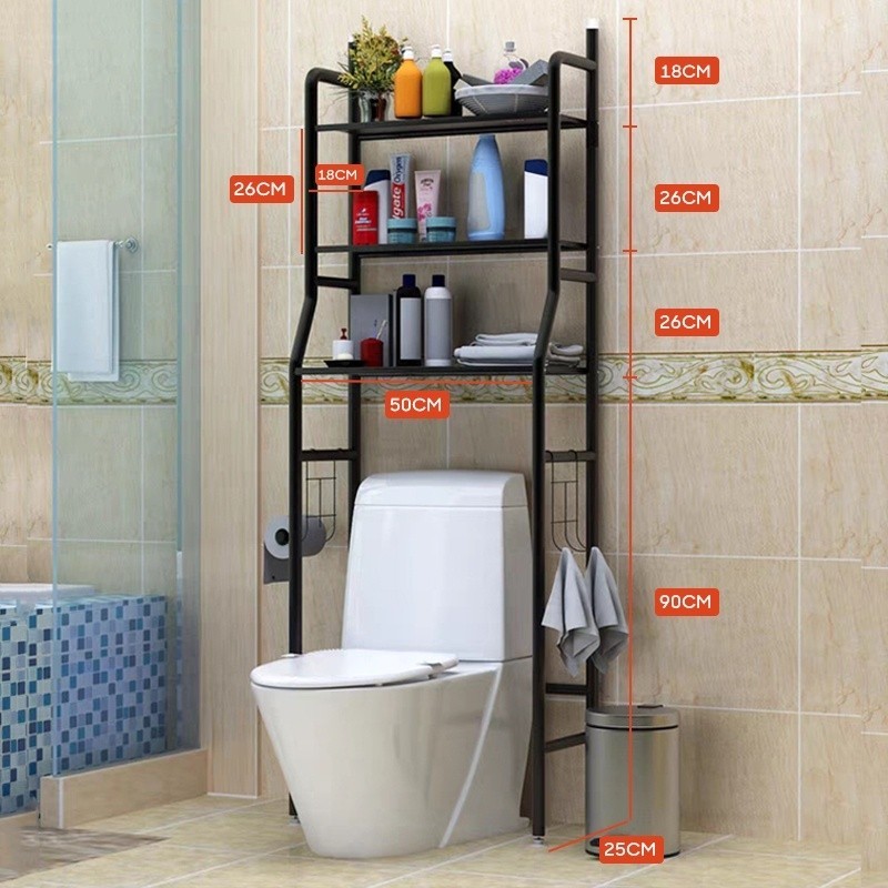 ☘COD ดิโอ☘Multi-functional toilet Rack 3-Tier bathroom Space Saver Paper towal Storage &amp; shampoo Rack