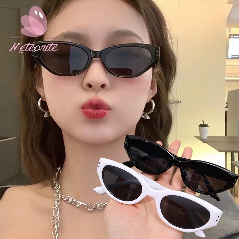 แว่นตากันแดด ทรงวงรี ขนาดเล็ก สไตล์วินเทจ พังก์ สตรีท ท่องเที่ยว เล่นกีฬา สําหรับผู้หญิง