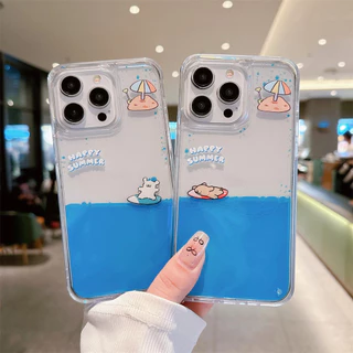 เคสโทรศัพท์มือถือแข็ง ปิดด้านหลัง แบบทรายดูด ลายการ์ตูนลูกสุนัขเล่นเซิร์ฟ กันกระแทก ป้องกันกล้อง สําหรับ iPhone15 14 13 12 11 Pro Max
