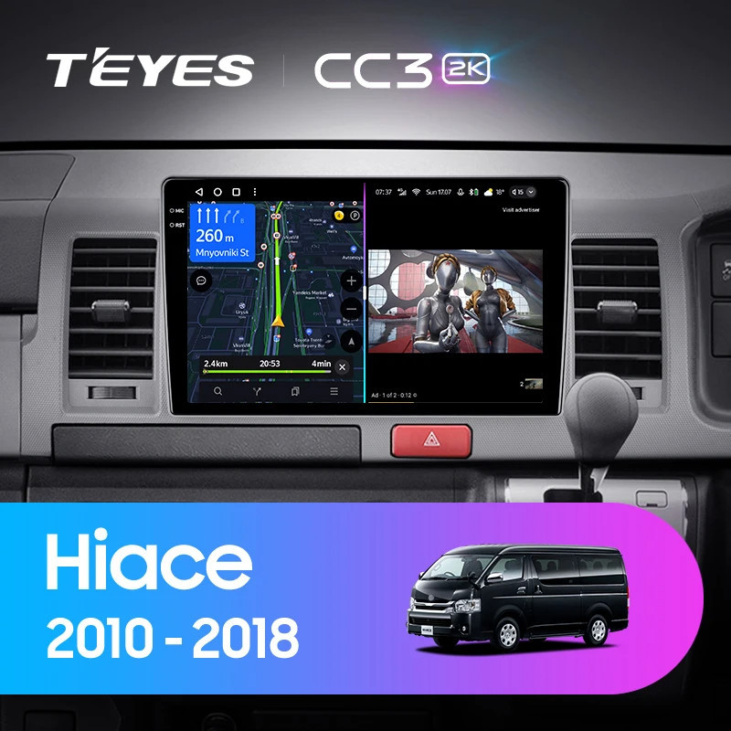 Teyes เครื่องเล่นมัลติมีเดีย วิทยุ CC3L CC3 2K GPS Android 10 No 2din 2 din dvd สําหรับ Toyota Hiace H200 2010-2018