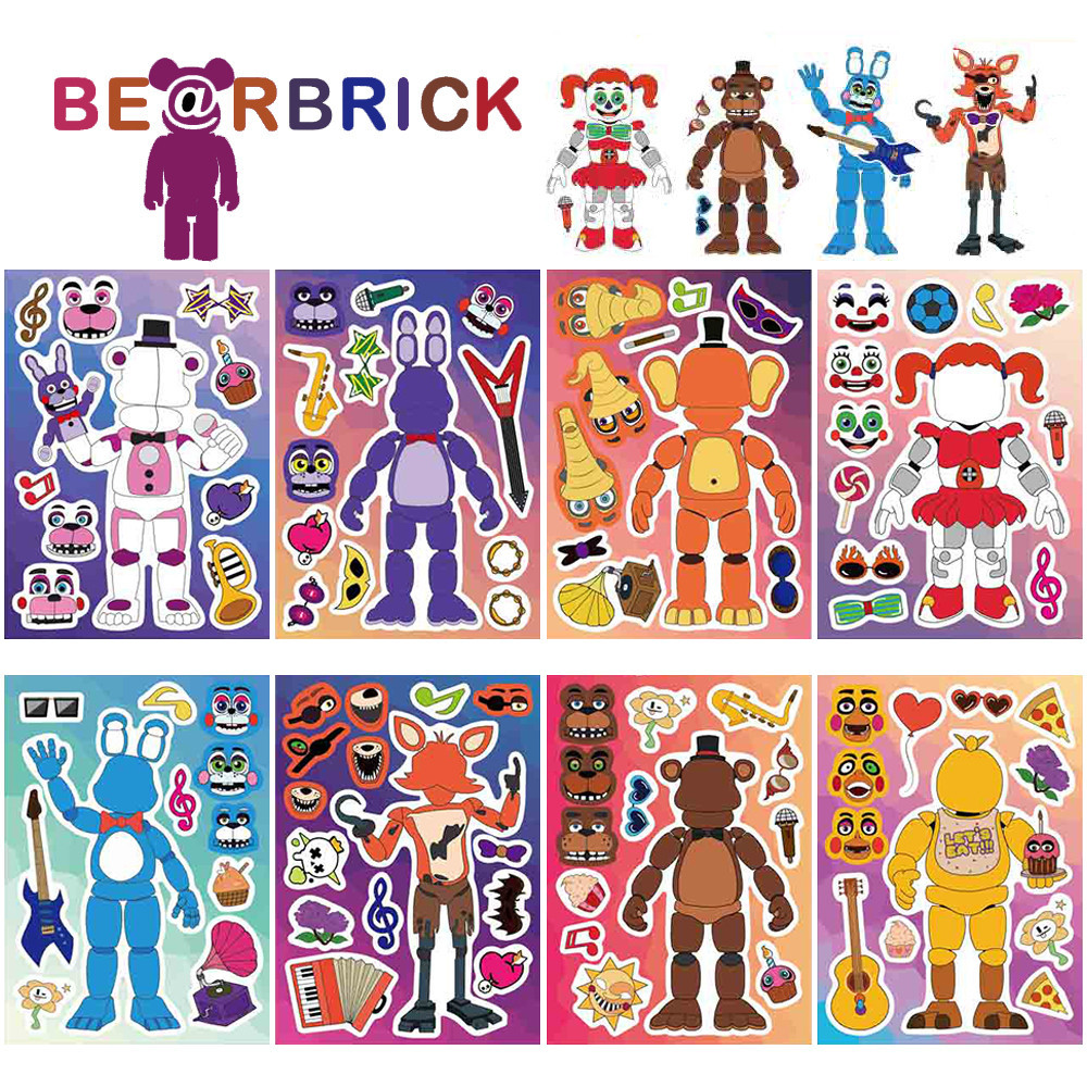 สติกเกอร์ ลาย Bearbrick พร้อมธีมหมีเท็ดดี้ DIY สําหรับตกแต่งใบหน้าเด็ก