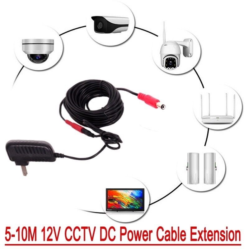 สายไฟต่ออะแดปเตอร์ กล้องวงจรปิดสายชาร์จต่อขยาย DC 12V 5mและ10m สายไฟต่ออะแดปเตอร์สำหรับกล้องวงจรปิด