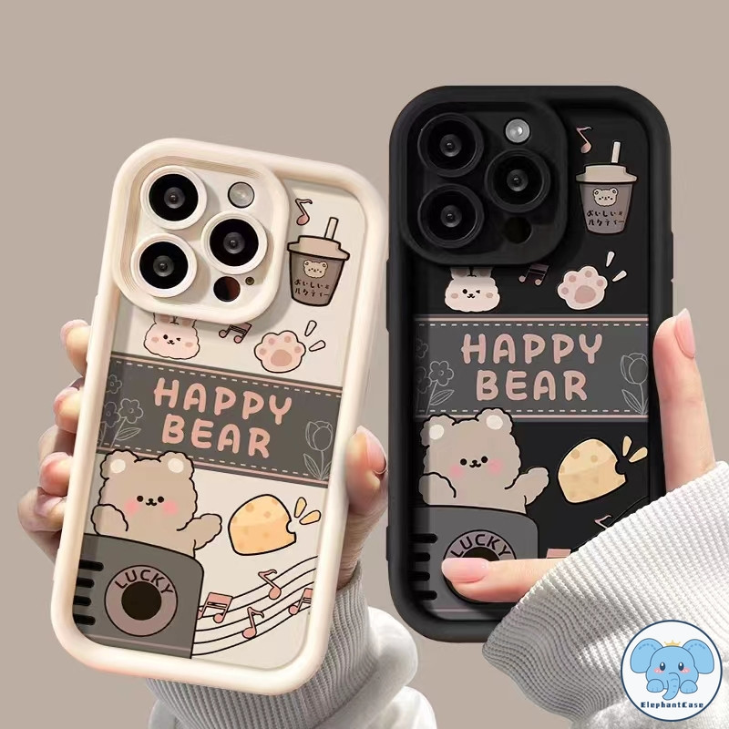 แฮปปี้หมีชานมยิ้มดอกไม้ชุด Realme C51 C21 C67 6i C25 C35 11 C55 C53 5 8i C11 Note 50 5i 7i C12 C20 C31 C25Y C15 C3