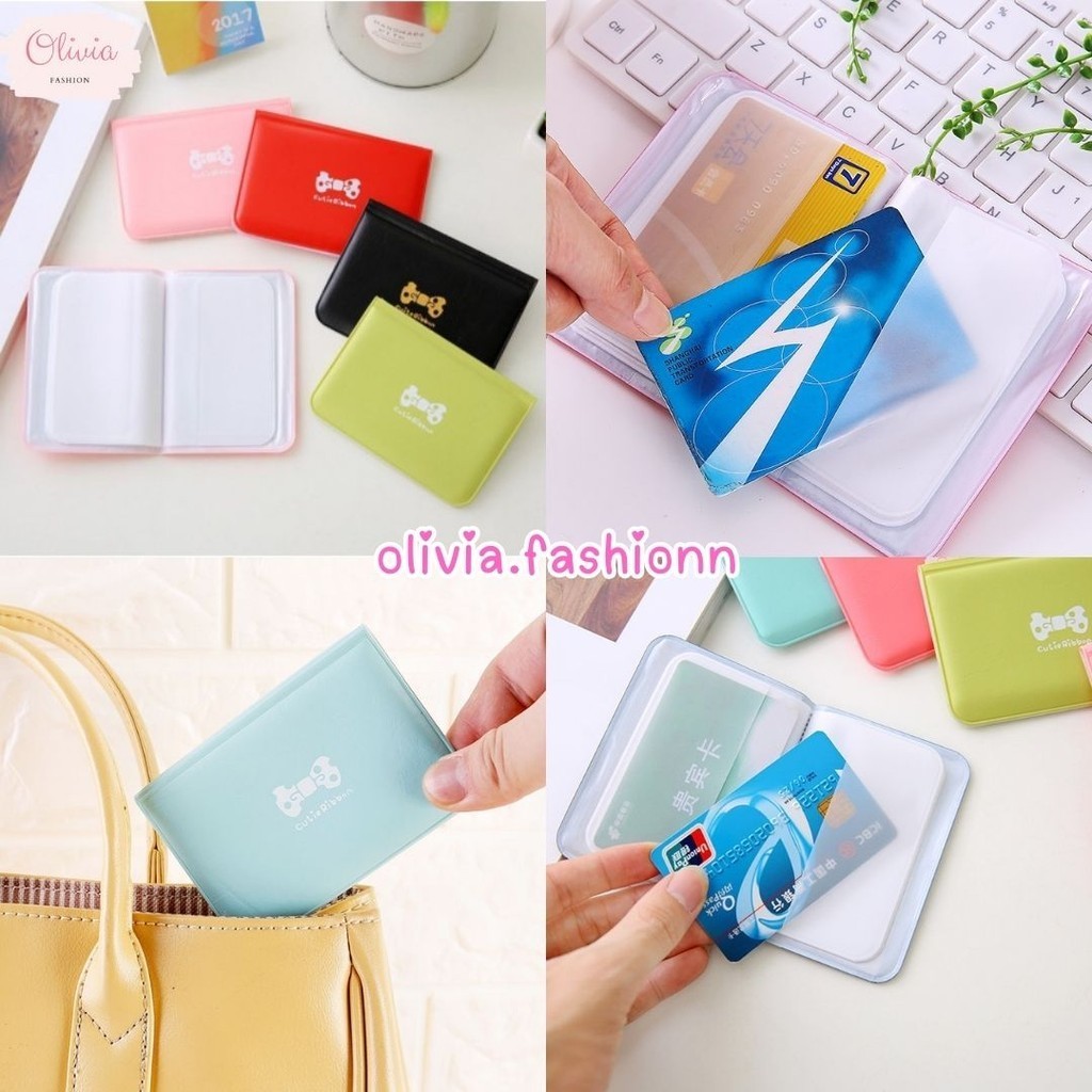 Olivia กระเป๋าใส่บัตร ใส่การ์ด สีสันน่ารัก สไตล์เกาหลี PVC กันน้ำ