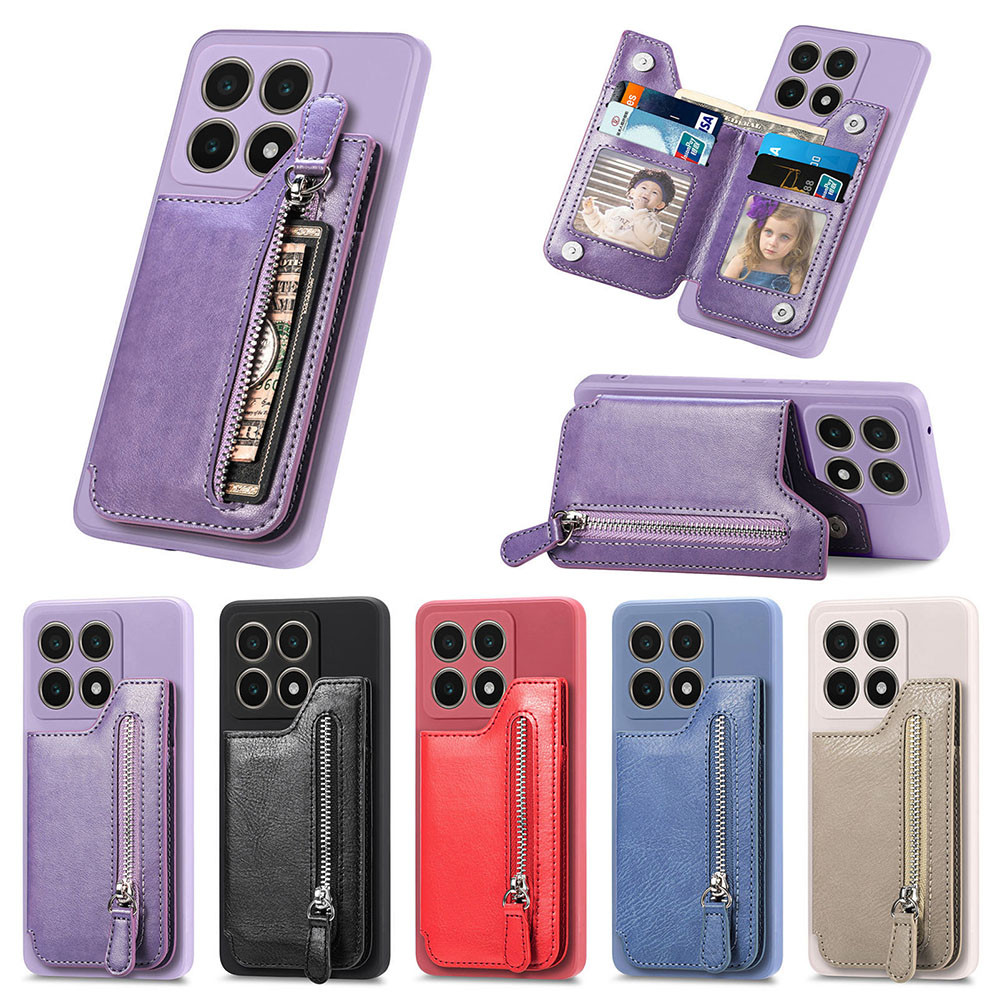 ซิปกระเป๋าสตางค์หนังกลับสําหรับ Xiaomi 15 Pro 14 14T Redmi หมายเหตุ 14 13 12 12S 14C 13C 12C โทรศัพท