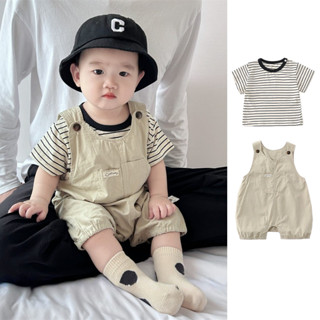 ฤดูร้อนใหม่ชุดบอดี้สูทเด็กชุดหลวมแขนสั้น 4-36 เดือนแสงและระบ…