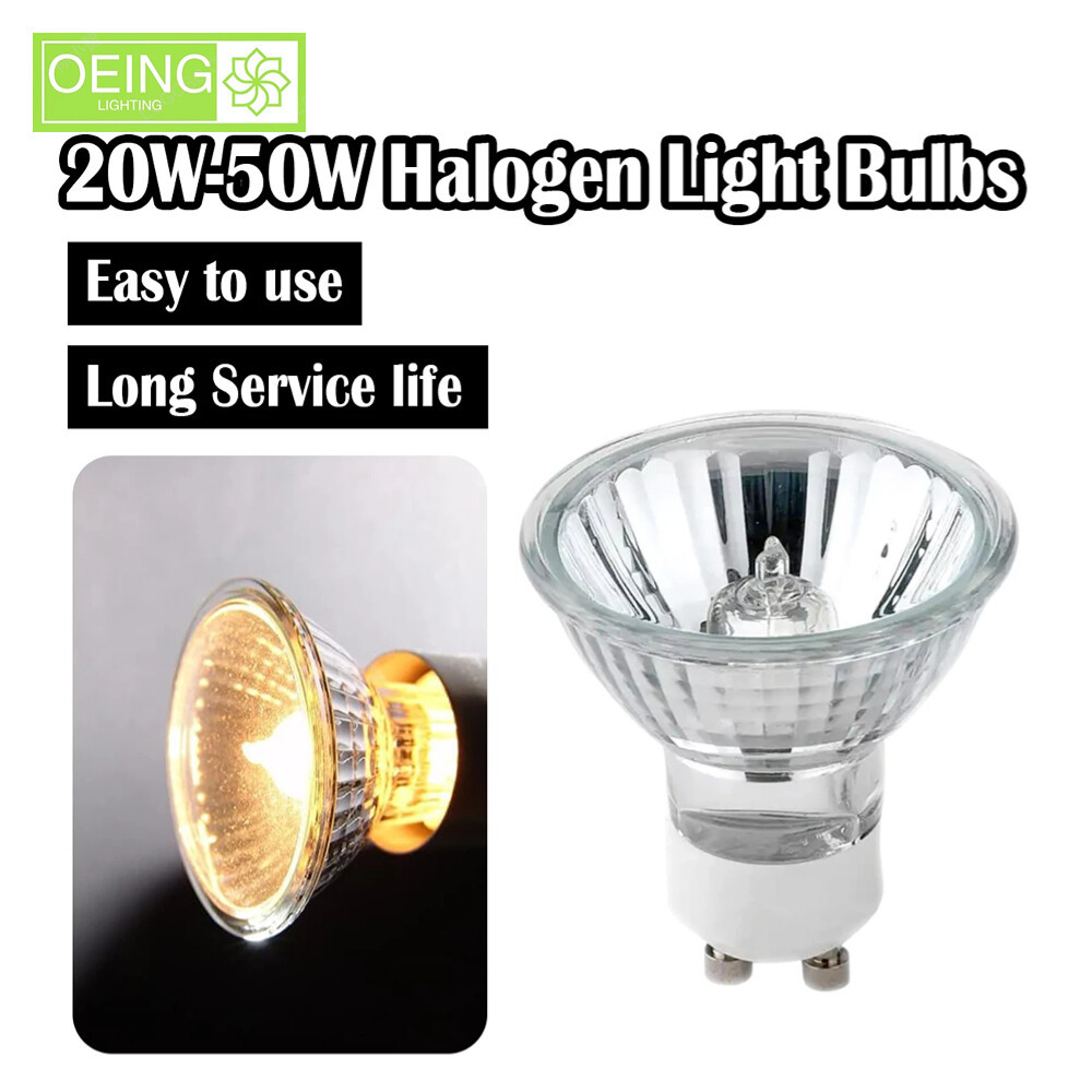 Oeing หลอดไฟสปอตไลท์ฮาโลเจน 20w 35w 50w หลอดไฟหรี่แสงได้ Glass Shell 30°/beam Angle Warm White 2800k Ac220v Dc12v Gu10 Mr16 Gu5.3