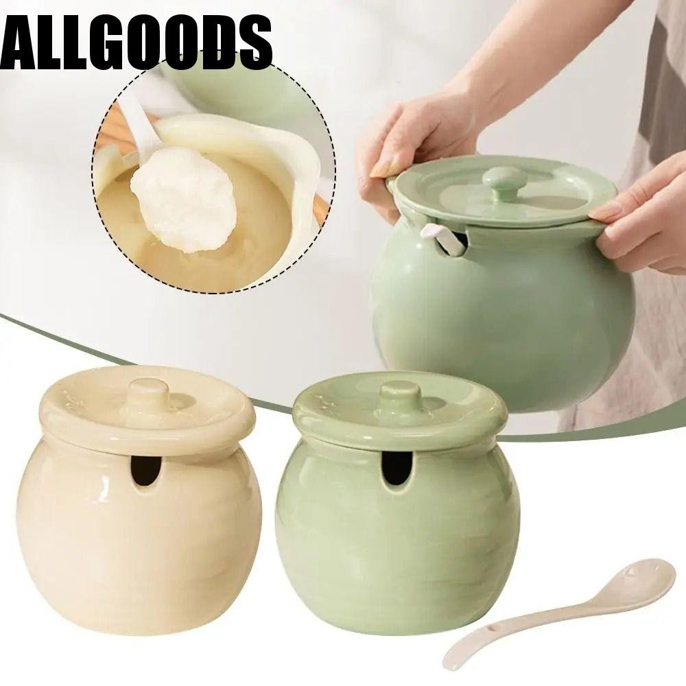 Allgoods ขวดเครื่องปรุงรสเซรามิก, โถน้ํามันหมูเซรามิกกันฝุ่นแบบใช้ซ้ําได้, โถเก็บน้ํามันพริกสีทึบทนอุณหภูมิสูงความจุขนาดใหญ่ภาชนะเครื่องปรุงบัตเตอร์