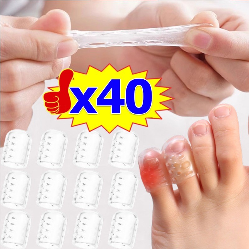 10/20/40ชิ้น ซิลิโคนนิ้วเท้าหมวกปก/ความยืดหยุ่นนิ้วเท้าแขนป้องกัน/ระบายอากาศเครื่องมือดูแลเท้า