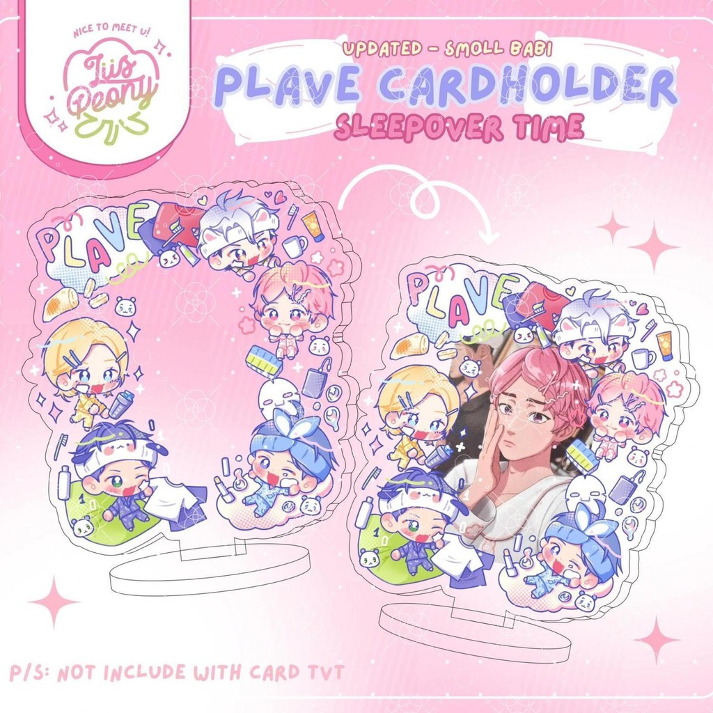 Plave Sleep Time Card Display Stand Kawaii รุ่น Q ขาตั้งอะคริลิครูปอะนิเมะสินค้าคอลเลกชันตกแต่งโต๊ะของขวัญเพื่อน