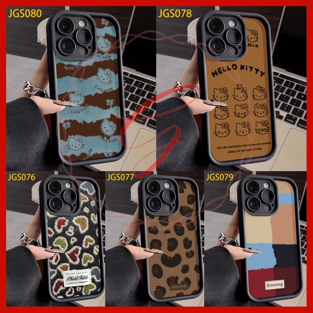 CASE MATTE ROSE BLACK HELLO KITTY MOTIF VIVO S1 S1 PRO T1 PRO V11 V11i V11 PRO V15 V15 PRO V17 V17 P