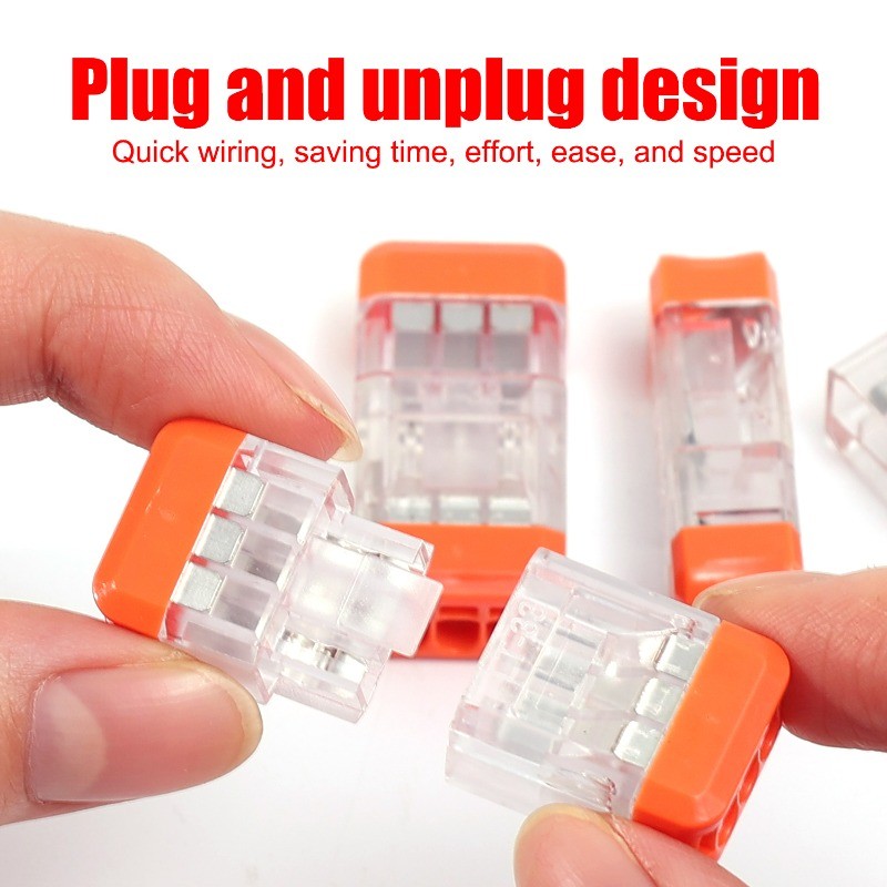 3 ชิ้น 2/3 หลุม Quick สายไฟ Terminal - กล่องแยกสายไฟ - Multi-cuit Wire Splitter - Compact Terminal Block - Push-in Spring Splicing Butt - Quick Wire Connectors - รูปที่ 4