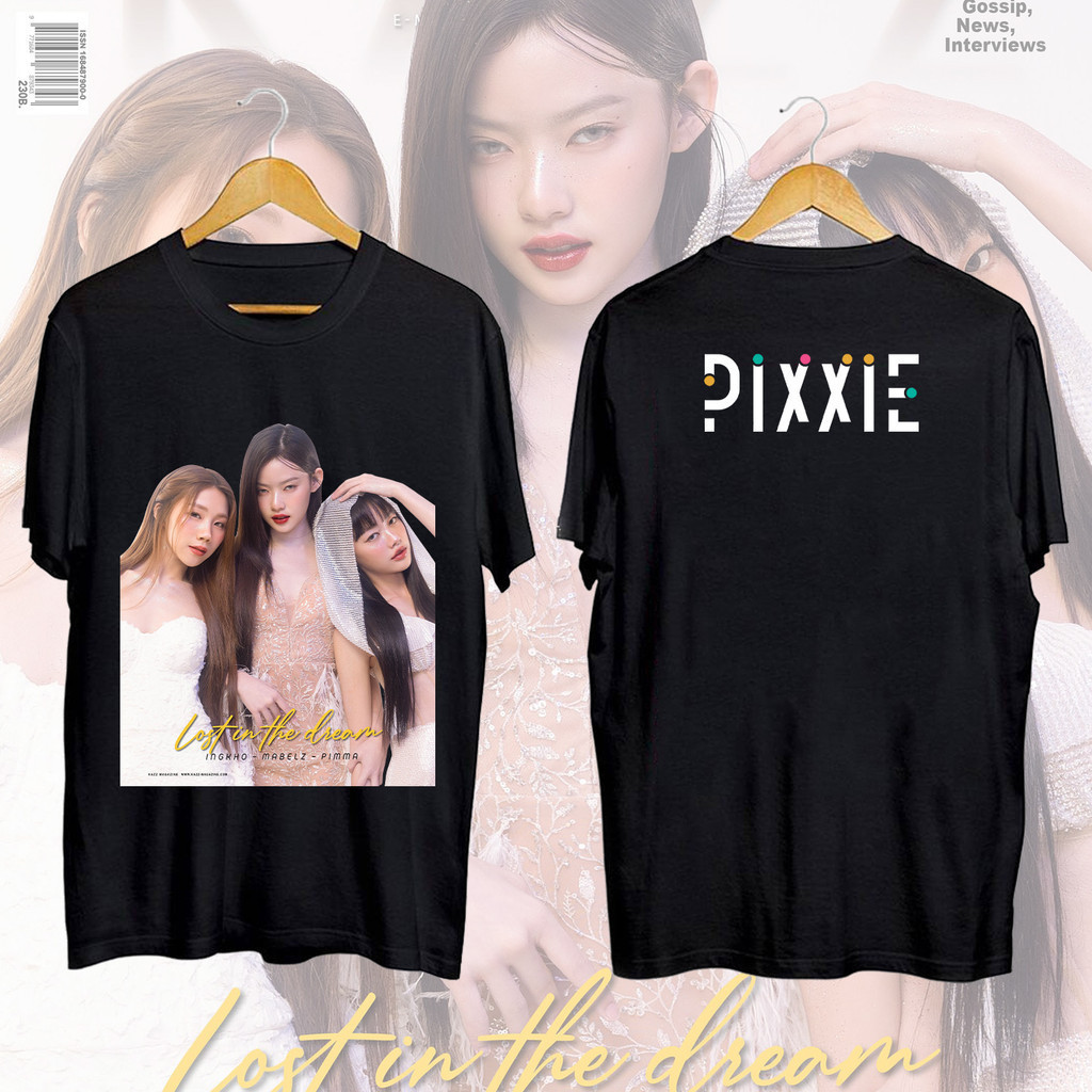 ❤️Tpop Pixxie โปสเตอร์แบนด์เกิร์ลแบนด์แขนสั้นแบบสบาย ๆ เสื้อพิมพ์ลาย