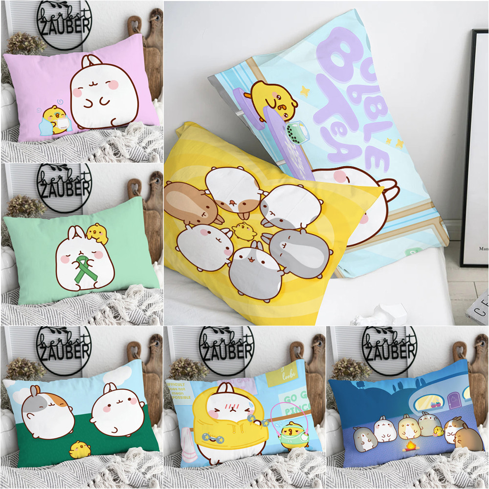 ปลอกหมอนโพลีเอสเตอร์ ทรงสี่เหลี่ยม พิมพ์ลายการ์ตูน Molang ด้านเดียว สําหรับตกแต่งบ้าน ของขวัญที่ดีที่สุด (ไม่มีแกน)