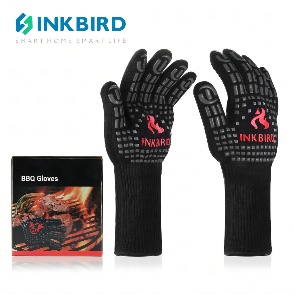 Inkbird BBQ 800°C ถุงมือกันลื่น ทนความร้อน ถุงมือกันความร้อน ถุงมือยางทําอาหาร กันลื่น สําหรับทําอาหาร บาร์บีคิว 2 ชิ้น