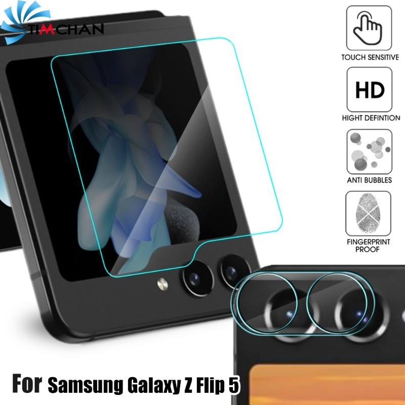 ฟิล์มกระจกนิรภัยกันรอยหน้าจอ เลนส์กล้อง HD กันน้ํา สําหรับ Samsung Galaxy Z Flip 5