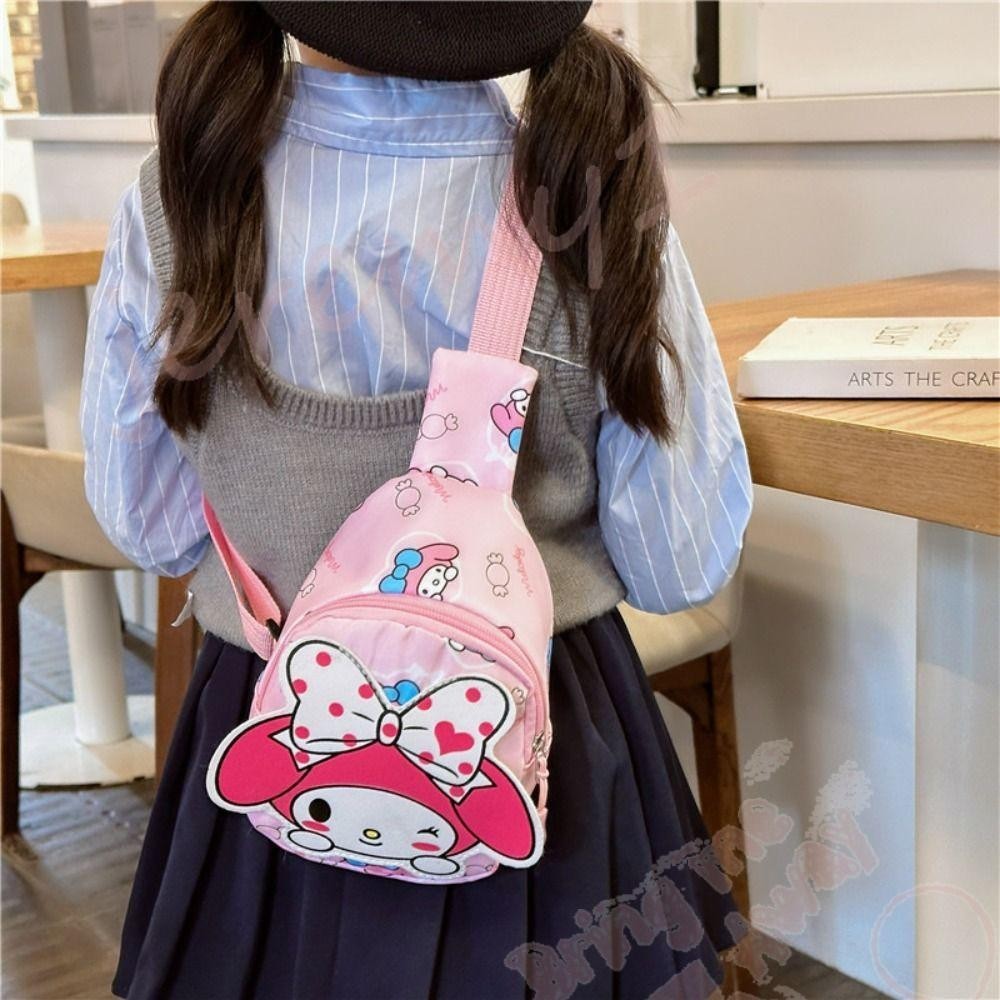 Jeremy1 Kuromi กระเป๋าสะพายไหล่ ผ้าไนล่อน ลายการ์ตูนแมว KT MyMelody สําหรับเด็ก