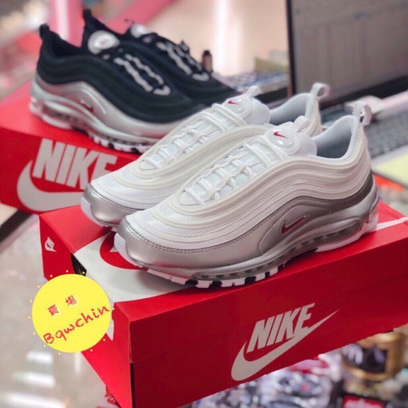 Nike Air Max 97 QS Silver Bullet Black Silver Air Cushion รองเท้าผ้าใบลําลอง สําหรับผู้ชาย ผู้หญิง AT5458-100