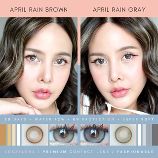 คอนแทคเลนส์(กลาง) April Rain Brown / Gray (Luxzylens) ⭐️ลายฮิต ขายดีมาก กรองแสงกันยูวี