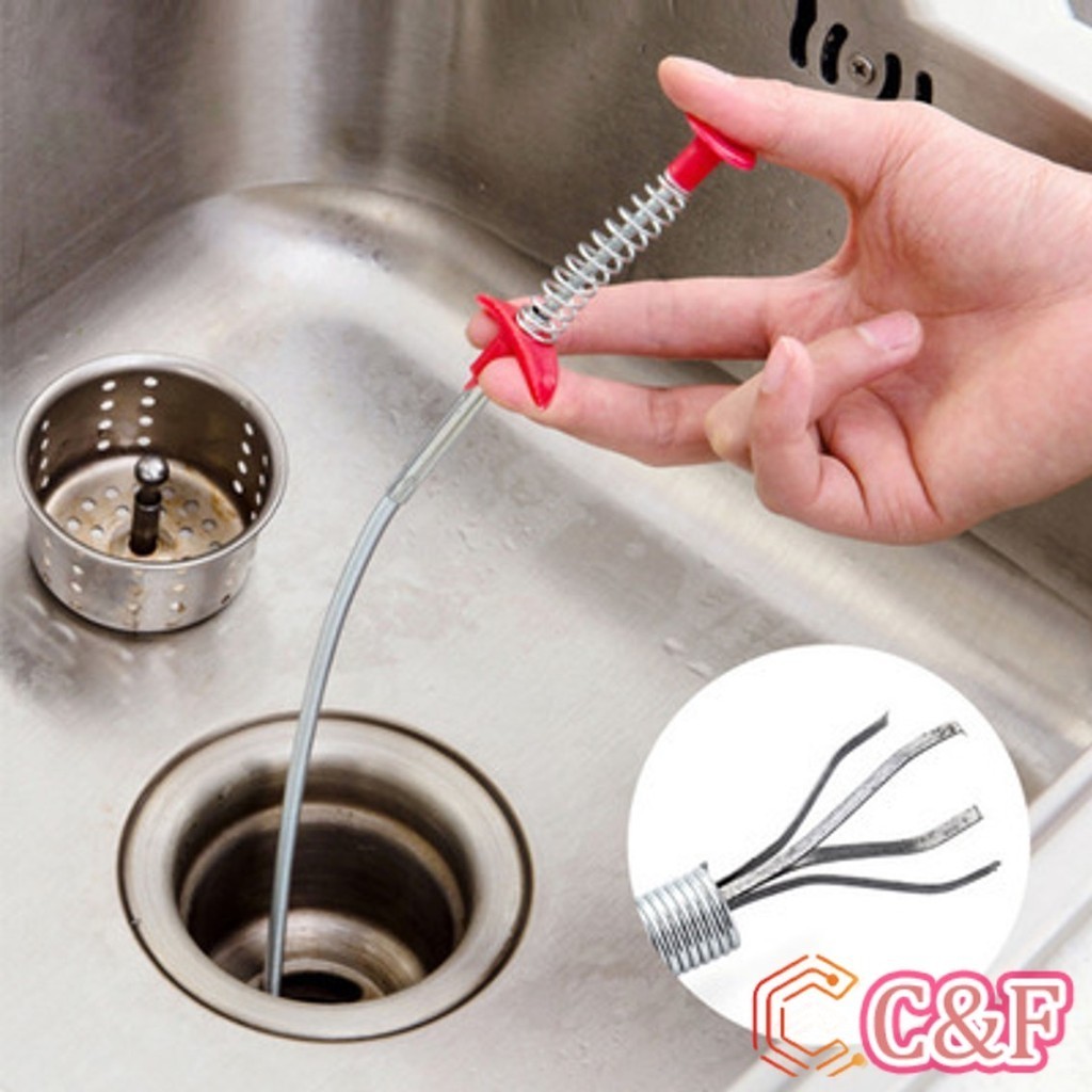 C&F งูเหล็กทะลวงท่อตัน  แก้ท่อตัน สปริงทะลวงท่อตัน งูเหล็ก (ยาว60 เซน 60cm) Drain Pipe Jam Cleaner