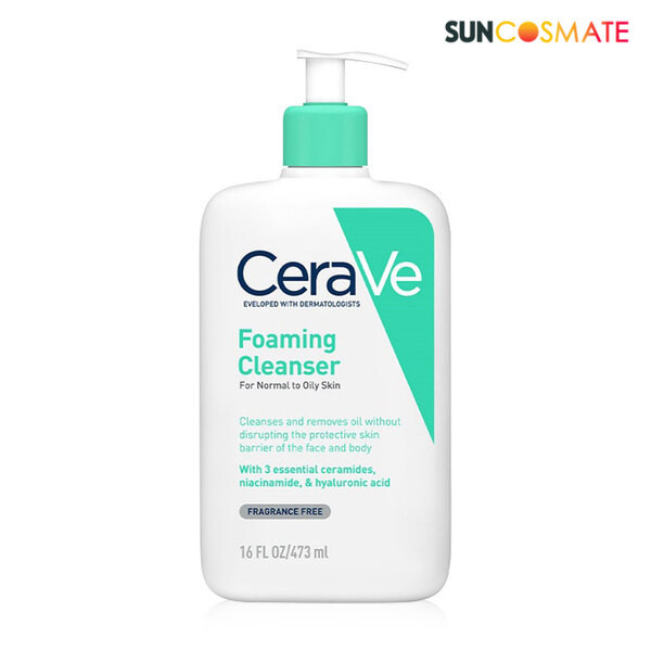CeraVe foaming cleanser 473ml โฟมทำความสะอาดผิวหน้าและผิวกาย สำหรับผิวธรรมดา-ผิวมัน เป็นสิวง่าย