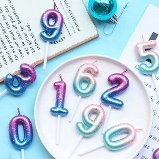 ร้านไทยพร้อมส่ง ส่งทุกวัน📌มีแพ็คเก็จ เทียนวันเกิด รูปตัวเลข 0-9 ไล่โทนสี Cake เทียนตัวเลข ตกแต่งเค้กวันเกิด V1-16/V-17