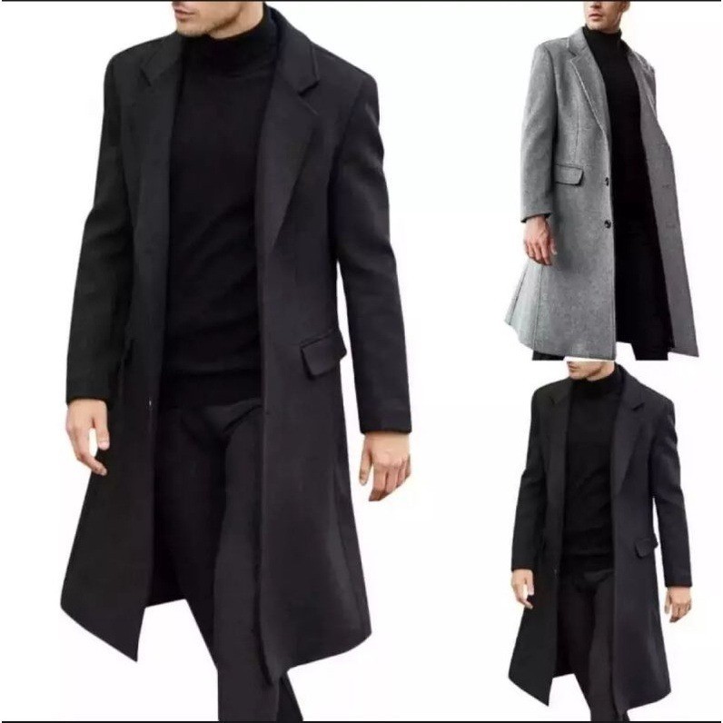 KATUN PREMIUM Mens Long robe blazer Jacket Long Coat Premium Cotton Fleece Jacket Robe Coat สีน้ําตาล M