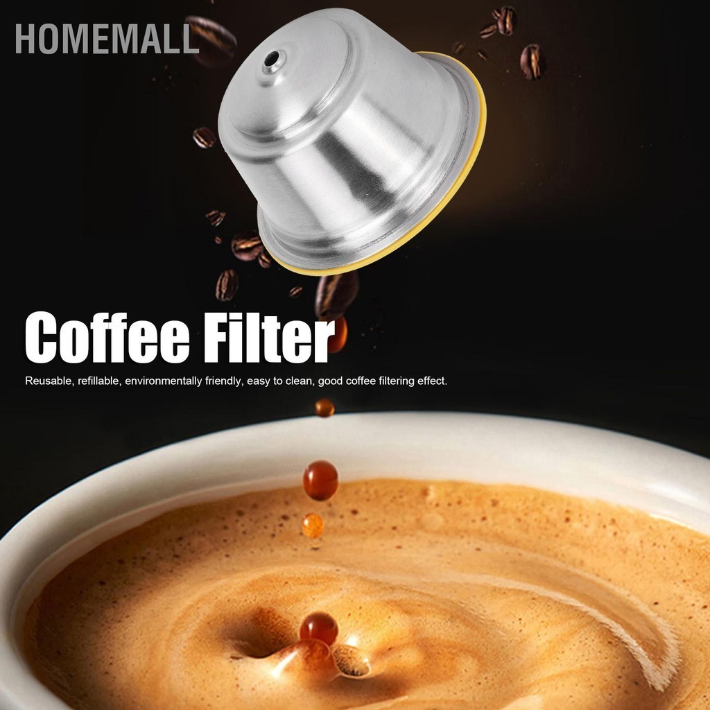 HomeMall แคปซูลกาแฟสแตนเลสถ้วยกรองรีฟิลแบบใช้ซ้ำได้สำหรับเครื่องชงกาแฟ Dolce Gusto