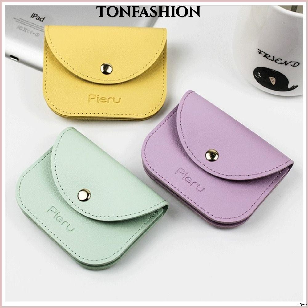 Tonfashion กระเป๋าสตางค์ใบเล็ก หนัง PU พร้อมหัวเข็มขัด กระเป๋าคลัทช์ สีพื้น แฟชั่น น้ําหนักเบา กระเป๋าใส่เหรียญ สําหรับผู้หญิง
