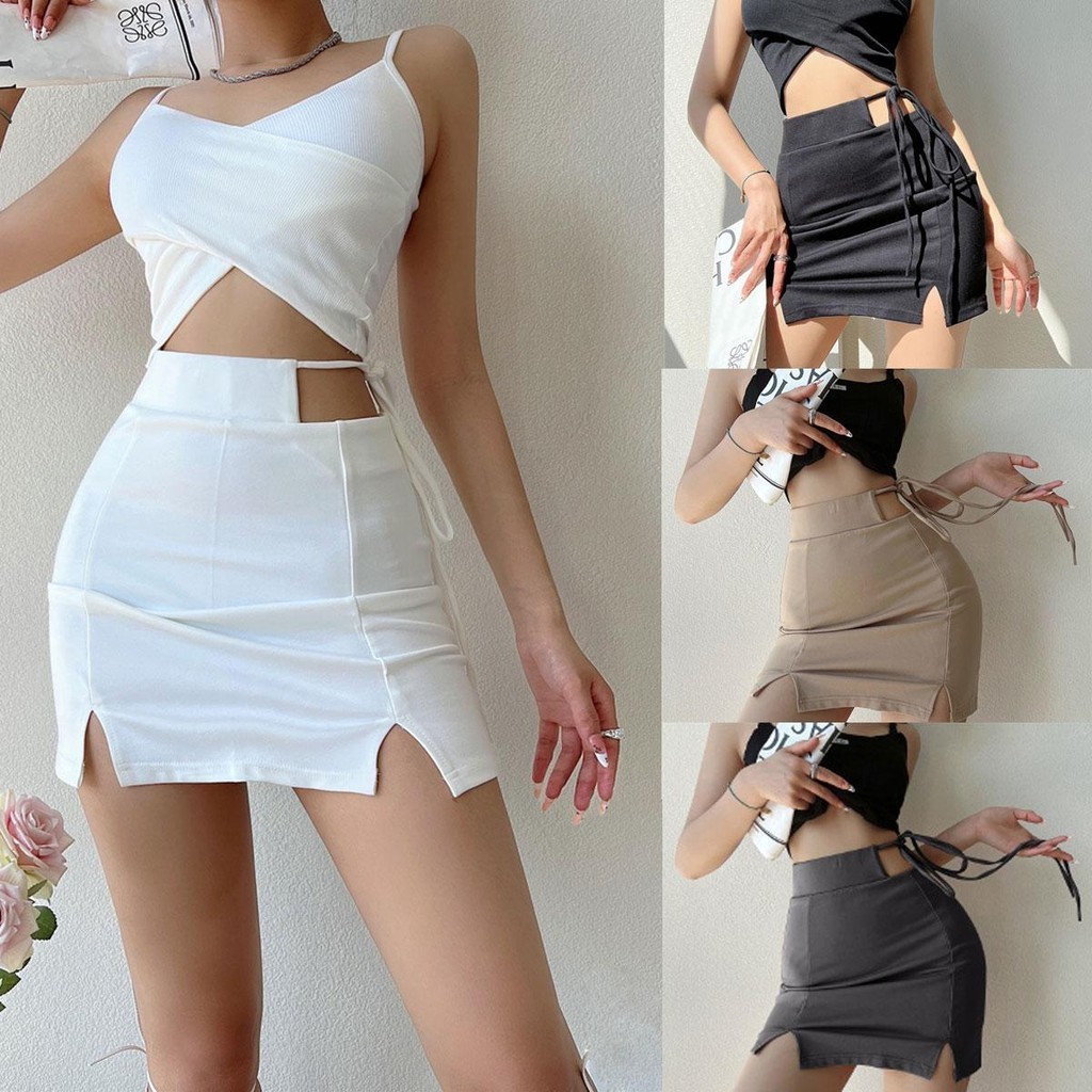 Dahong Y2K 8808 กระโปรงสั้น เอวสูง ทรงสลิม ผ้าอย่างดี มีซับใน ใส่สบาย แฟชั่นฤดูร้อน