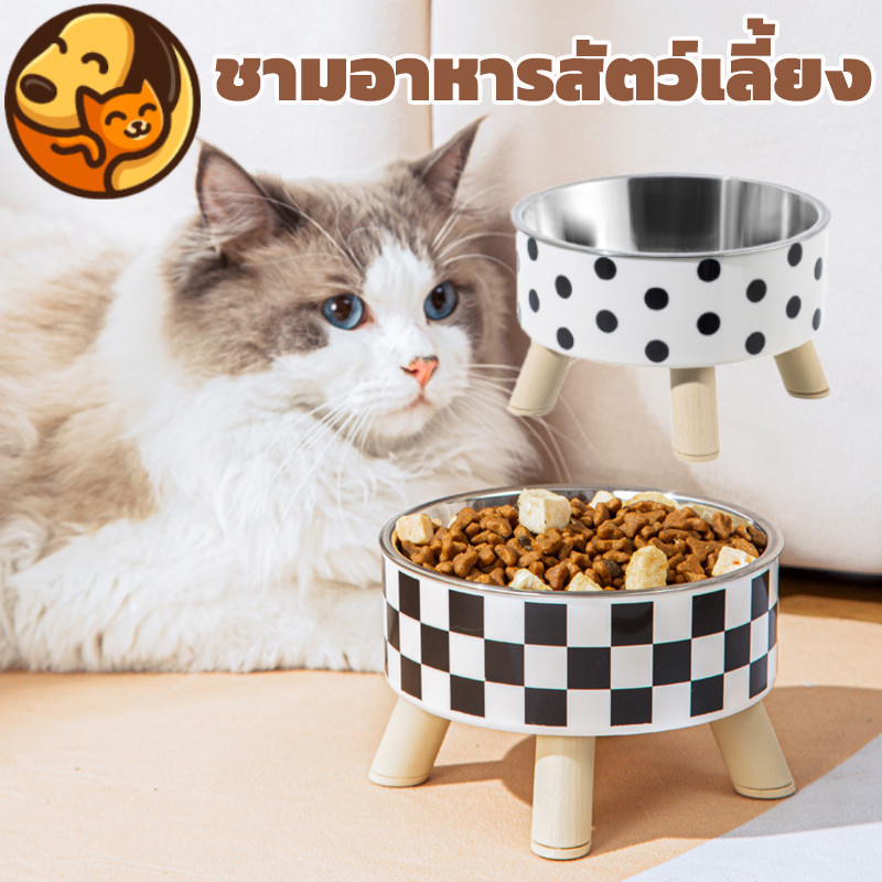 COD ชามอาหารสัตว์ ความจุขนาดใหญ่ ชามสัตว์เลี้ยง มีขอบยางกันลื่น สแตนเลสถอดล้างได้