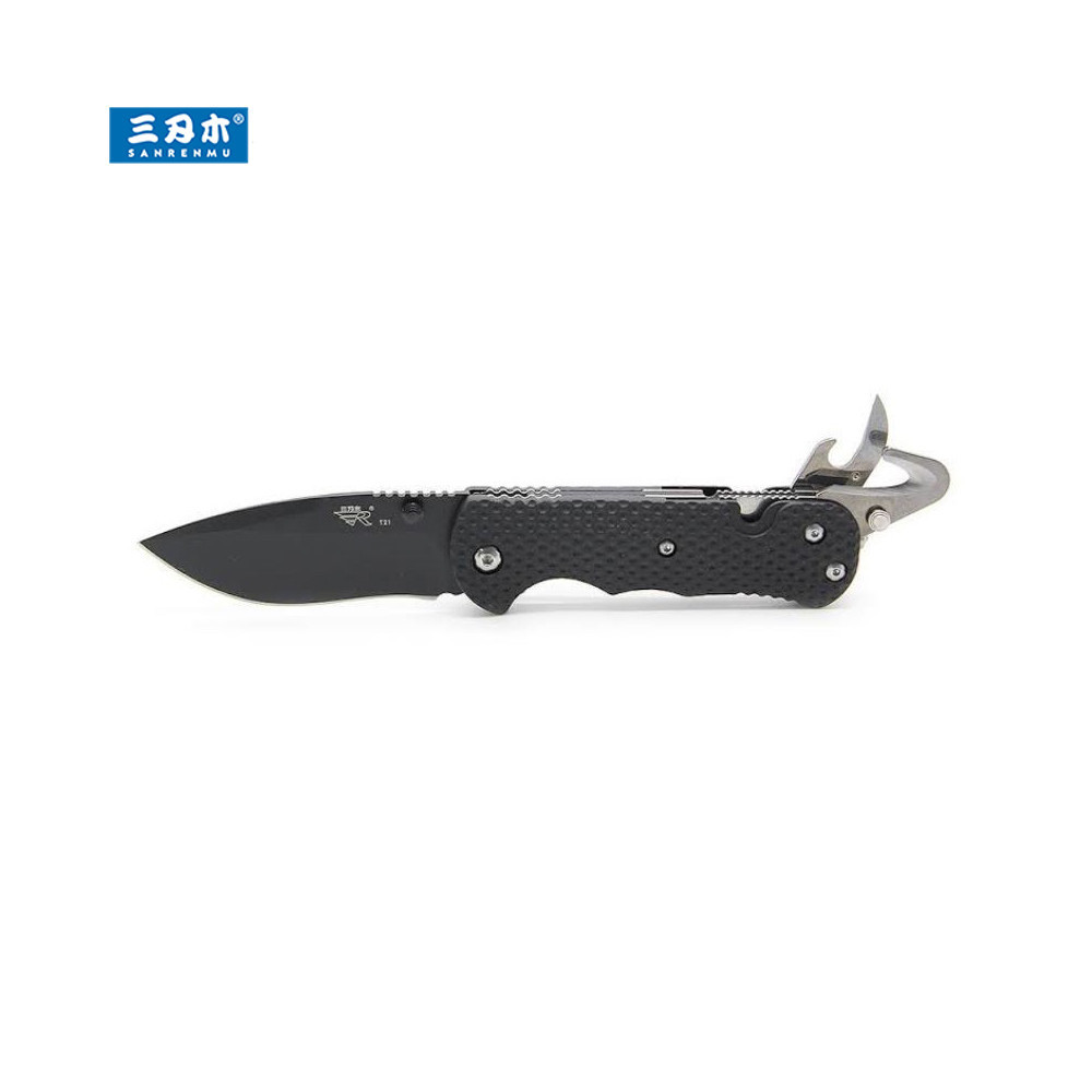 SANRENMU มีดพับ รุ่น 7045 SRM G10 (ด้ามดำ ใบดำ) T21 4 in 1 Multi-functional tools Knife ZB4-T21 By Mac Modern
