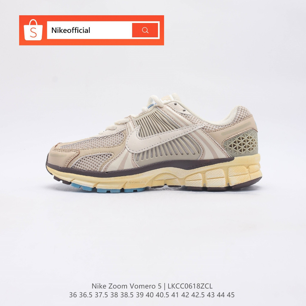 Nike Air Zoom Vomero 5 รองเท้าวิ่งสีน้ำตาลของแท้ 100% สำหรับผู้ชายและผู้หญิง ลำลอง