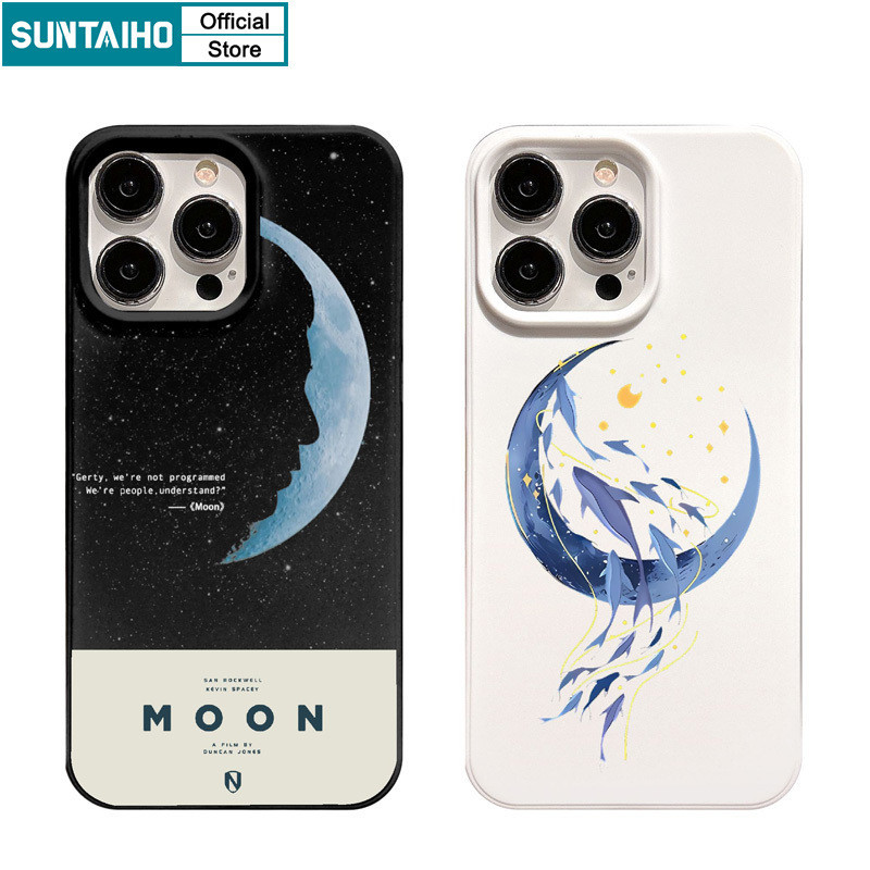 Suntaiho เคสไอโฟน เคสโทรศัพท์ ซิลิโคนนิ่ม TPU กันกระแทก ลายปลาดาว ดวงจันทร์ แฟชั่น สําหรับ Iphone 15 14 12 13 11 Pro Max IP 7 8 Plus Iphon X XS XR Xs Max