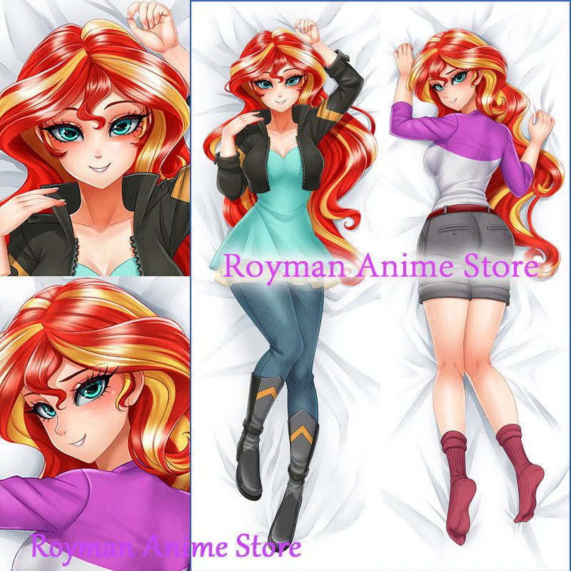 2WAY/WT 60*180cm Dakimakura Anime Shim Sunset Shimmer MLP Berbulu Dua Sisi Cetak Penutup Bantal Tubu