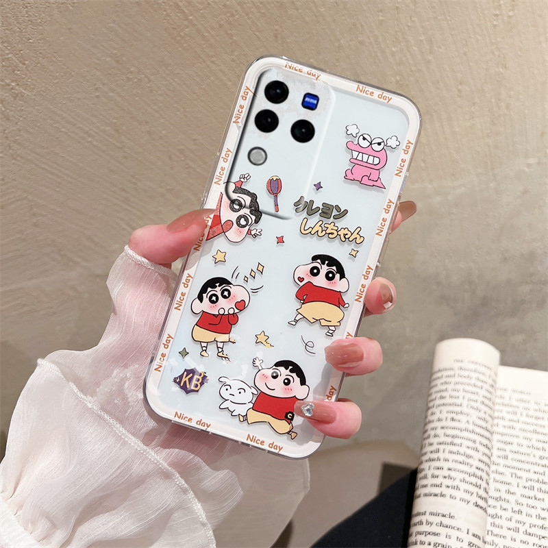 เคสโทรศัพท์มือถือ ซิลิโคนนิ่ม ใส กันกระแทก ลายการ์ตูนชินจังน่ารัก สําหรับ VIVO Y03 Y100 V30 X100 Pro 5G VIVOV30Pro VIVOX100Pro VIVOY100 2024