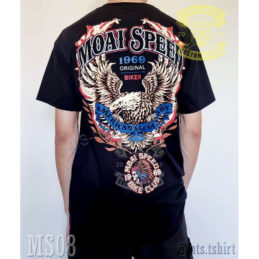 MS08 MOAI SPEED COTTON TSHIRT VINTAGE BIKERS CULTURE LEGENDARY EAGLE 1969