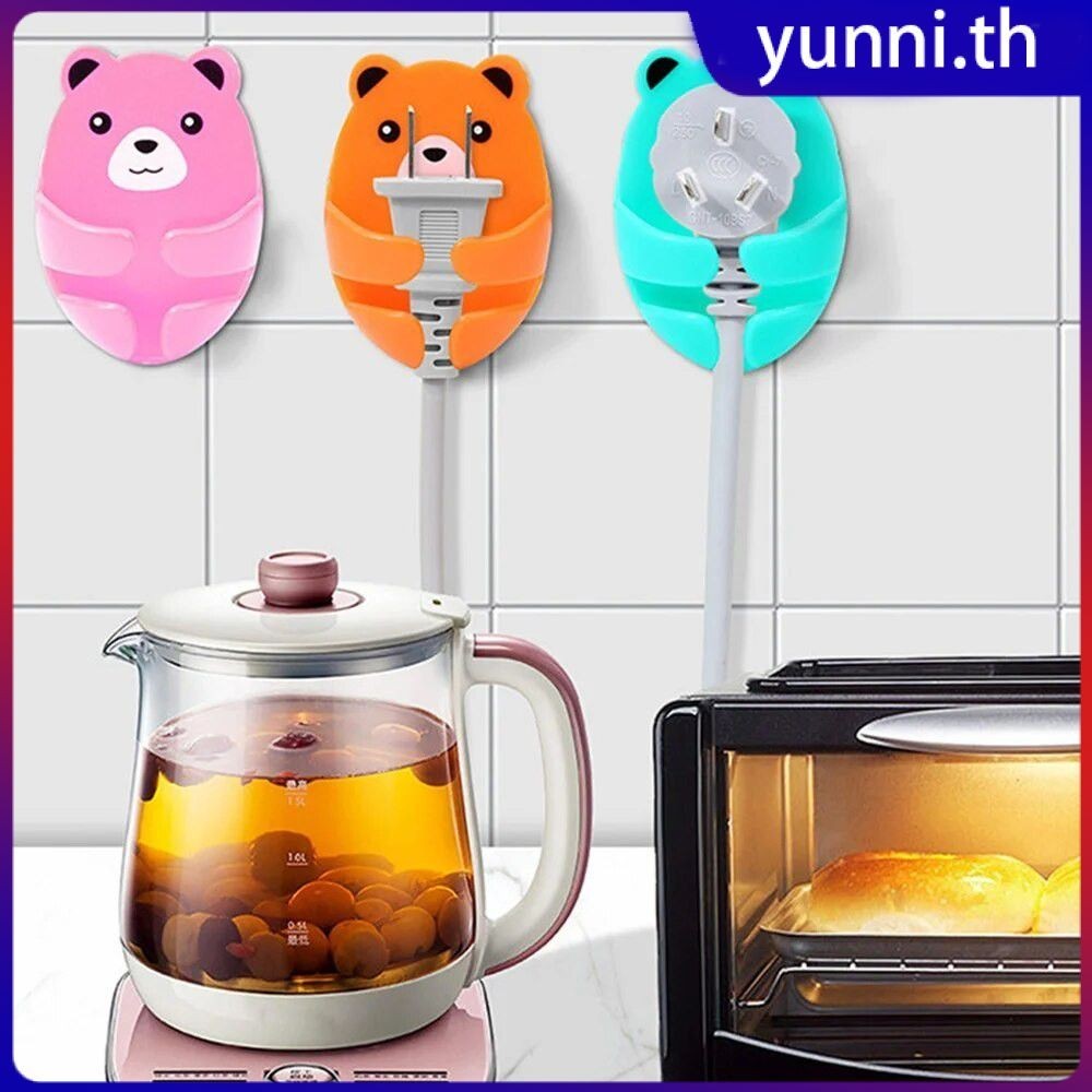 ปลั๊กตะขอหมีน่ารัก Punch-ฟรีปลั๊กไฟทนทานผู้ถือห้องครัวห้องน้ำสายเคเบิลเครื่องมือจัดเก็บสายไฟ Yunni