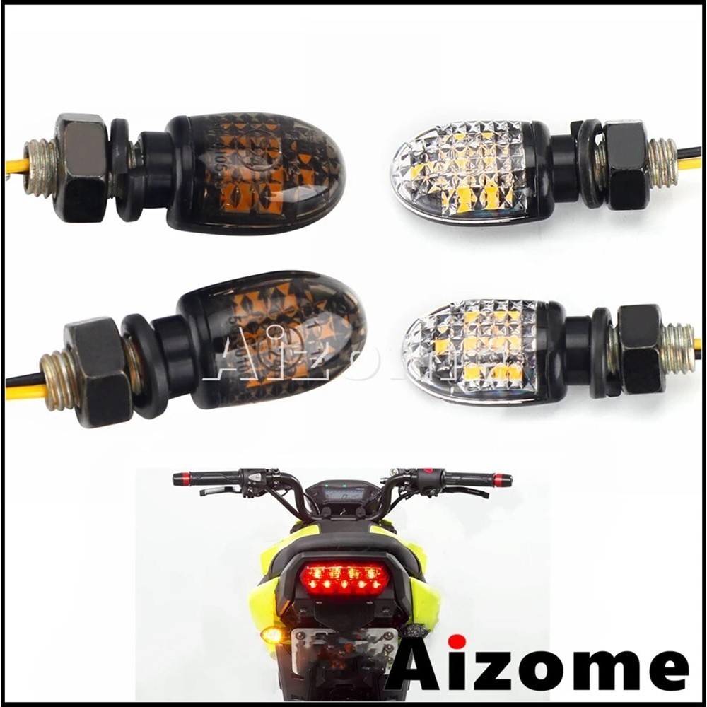 AI E24 Approved Amber LED Turn Signal Light Universal 8mm For Honda Suzuki BMW Hyosung Aprilia Buell Motorcycle Indicato