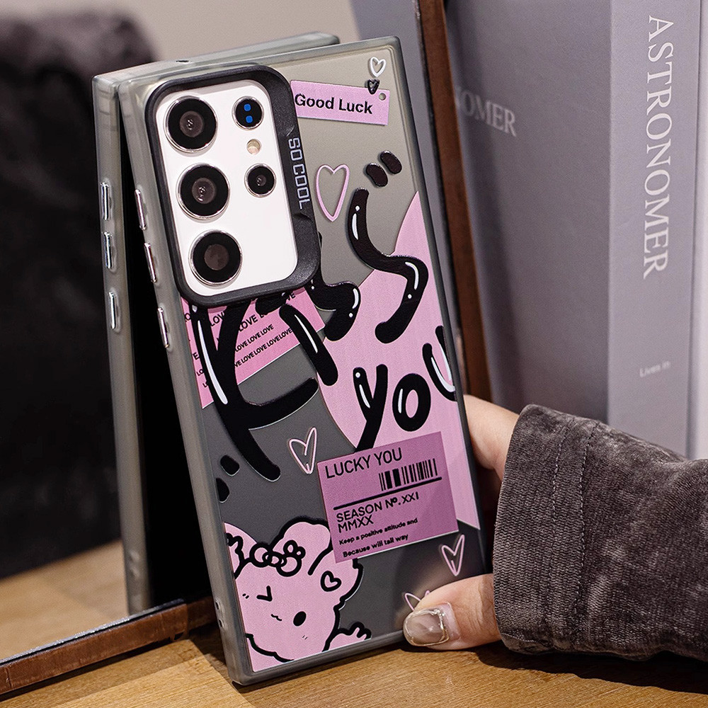 เคสโทรศัพท์มือถือ ผิวด้าน กันรอยขีดข่วน ลายกระต่ายน่ารัก สีชมพู สําหรับ SAMSUNG S24 Ultra S24 Plus S23 S22 Ultra S21 S23 FE