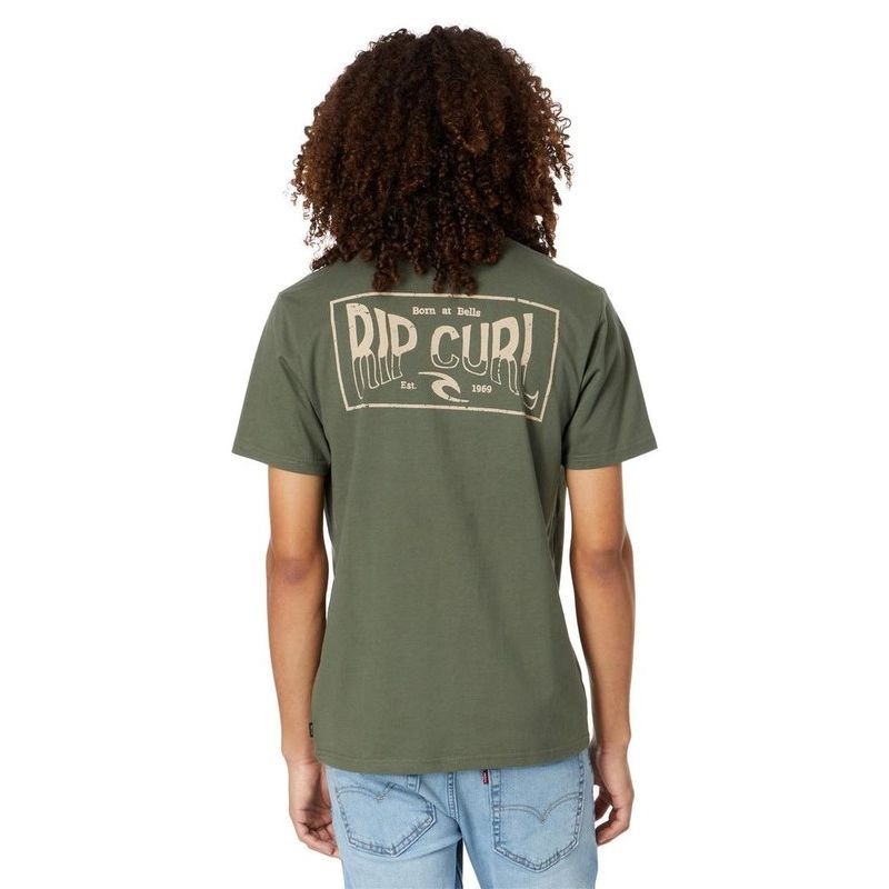 Rip curl Mens Top พิมพ์ผ้าฝ้ายเสื้อยืด All-Match อินเทรนด์ผู้ชายผู้หญิงเดียวกัน
