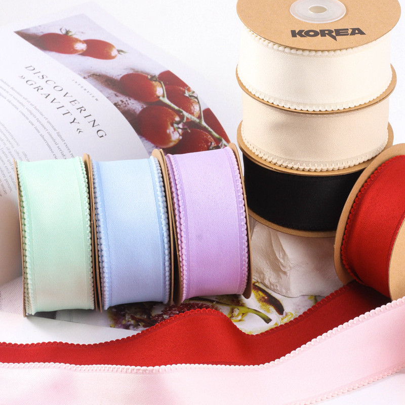 910 ซม./ม้วน เคลือบ ตา ขอบสีทึบโพลีเอสเตอร์ผ้าฝ้ายริบบิ้น ทําเอง โบว์อุปกรณ์ผมริบบิ้นช่อดอกไม้แต่งงานของขวัญริบบิ้นอบของขวัญดอกไม้ริบบิ้นกล่องบรรจุสา