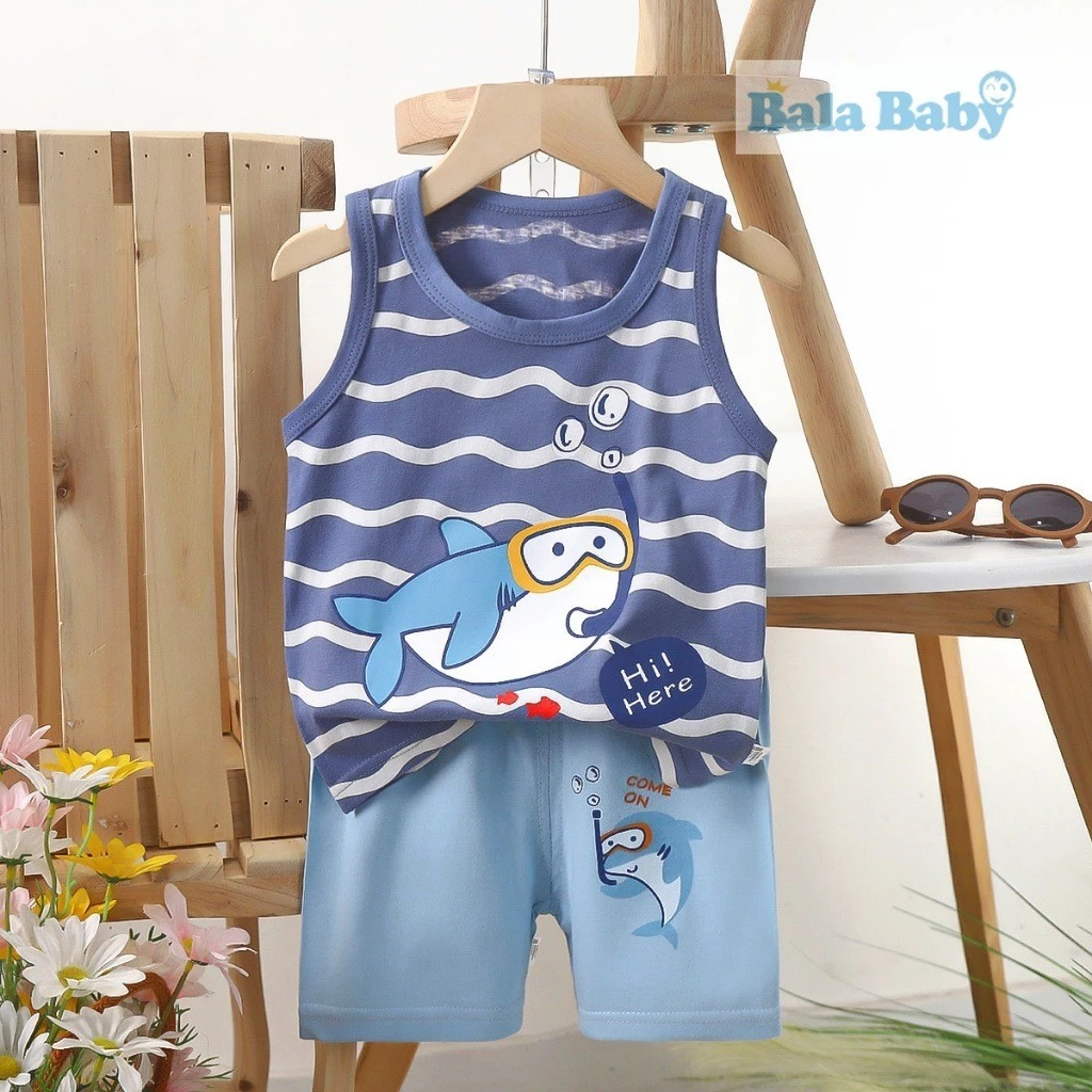 ชุดเด็ก เสื้อกร้าม+กางเกงขาสั้น เสื้อแขนกุด ผ้าcotton Size 80-110 cm BXT14 thumbnail 6