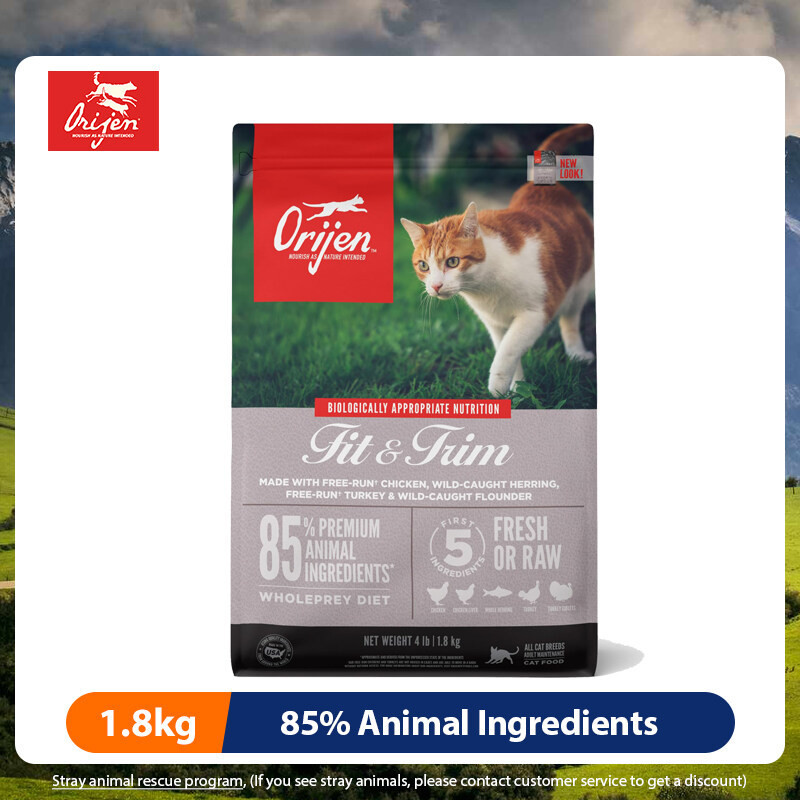 ORIJEN อาหารแมว 1.8 กก. Fit และ Trim อาหารแมวแห้ง Grain ฟรีอาหารแมวสําหรับแมวผู้ใหญ่ลดน้ําหนัก