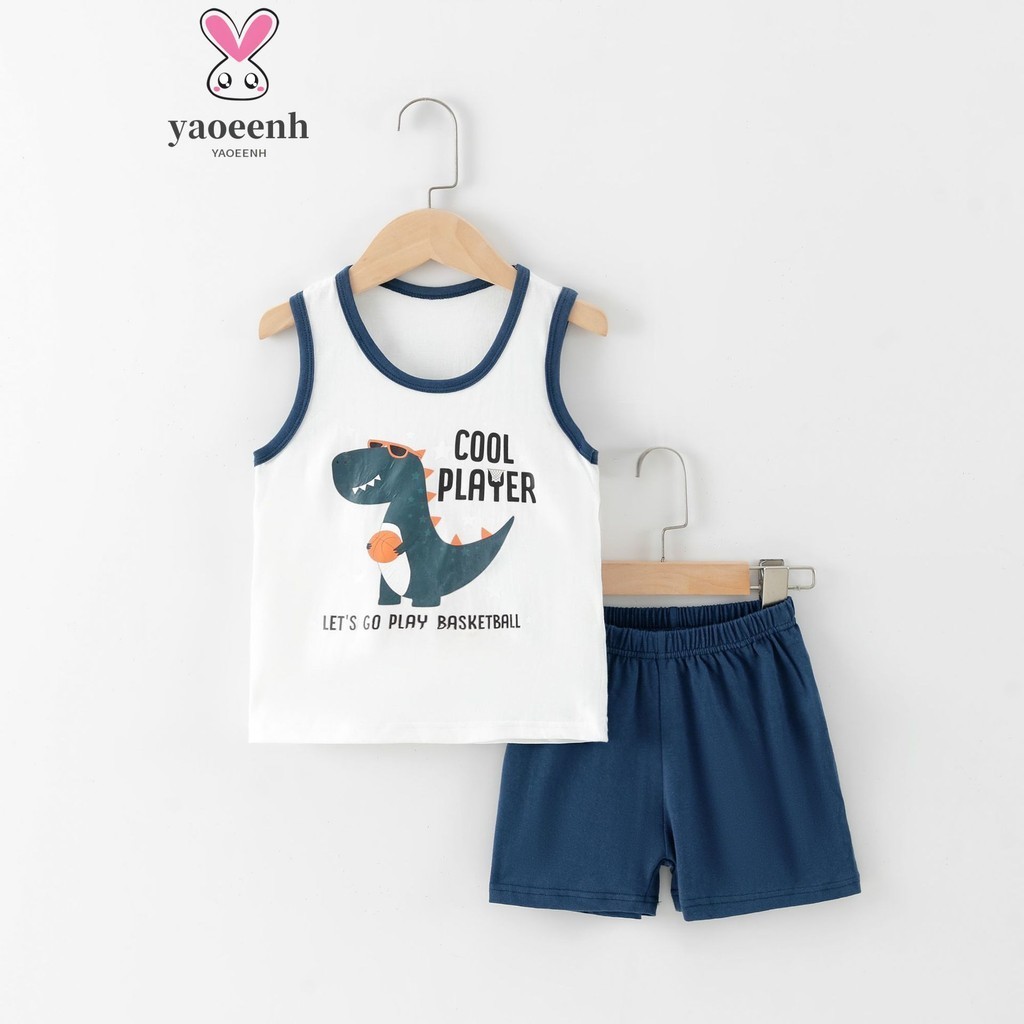 【YAOEENH】พร้อมส่ง ชุดเสื้อกั๊กแขนกุด กางเกงขาสั้น ลายการ์ตูนน่ารัก ขนาดเล็ก กลาง กลาง 90-150 ซม. สองชิ้น สําหรับเด็กผู้ชาย และเด็กผู้หญิง