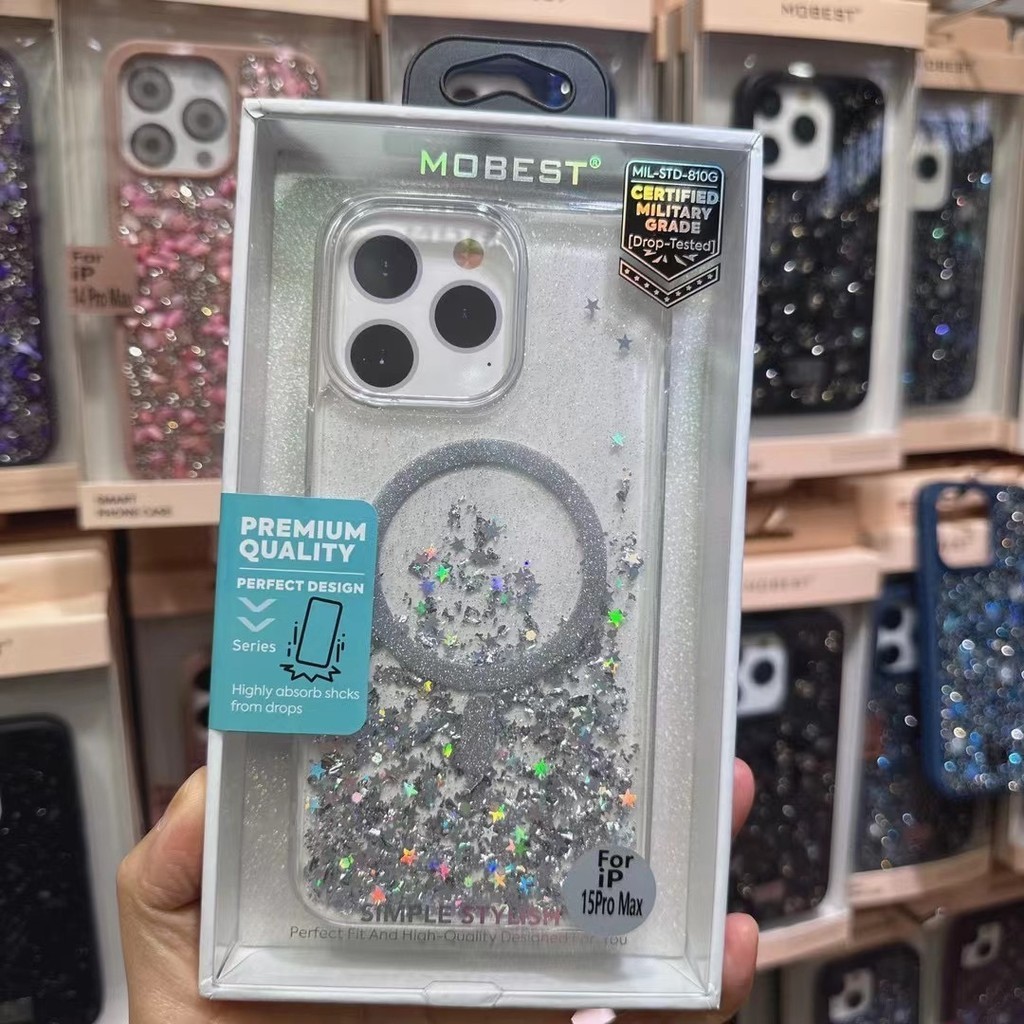Mobest เคสโทรศัพท์มือถือ ซิลิโคนใส แต่งกลิตเตอร์ สําหรับ iPhone15 15Plus 15 PRO MAX 14 13 12 PRO MAX
