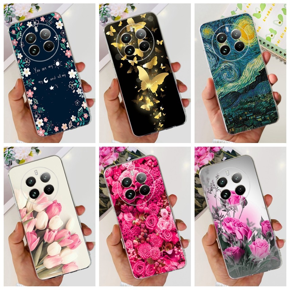 เคสโทรศัพท์มือถือ ซิลิโคนนิ่ม แบบใส ลายดอกไม้ หลากสี สําหรับ Realme 12 Pro Plus 5G 12 12+ 12 Pro+ 2024