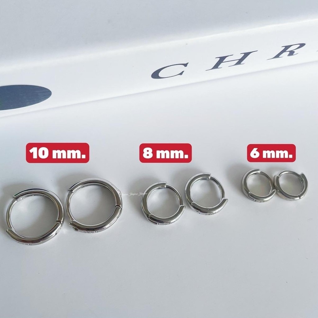 Jinjoo ต่างหูห่วงวงกลม หนา 1.7 mm. มี 3 ขนาดให้เลือก 6 8 10 mm. Simple รหัส H54