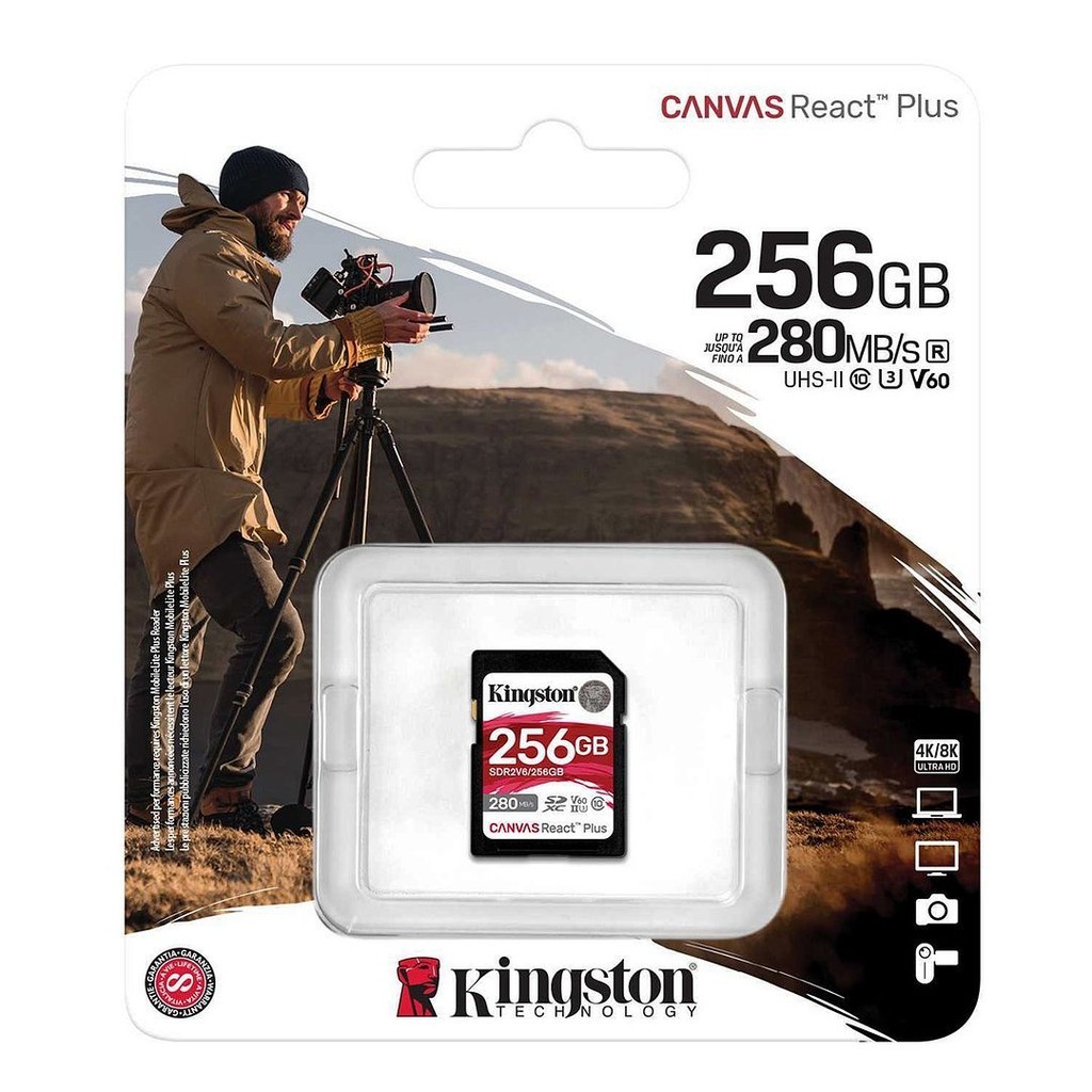 Kingston SDR2V6/256GB Canvas React Plus V60 UHS-II SDXC Memory Card (R:280MB/s)